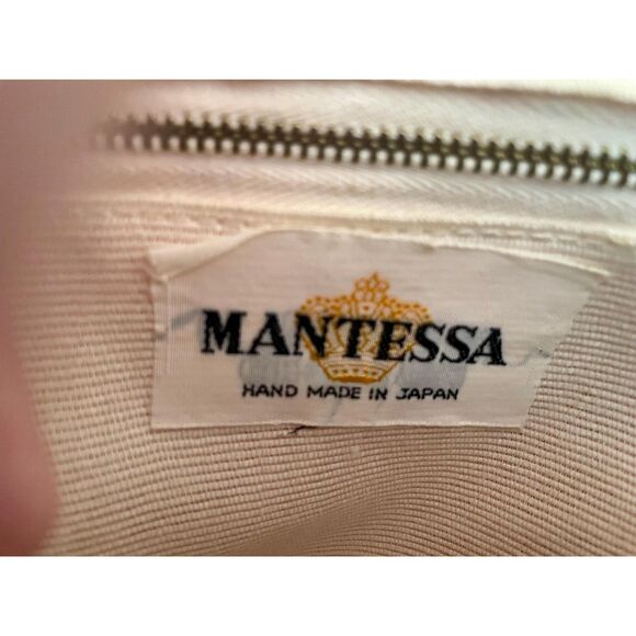 Vintage Mantessa Hand Made Japan Woven Straw Purse Ivory Top Handle Bag - Picture 7 of 15